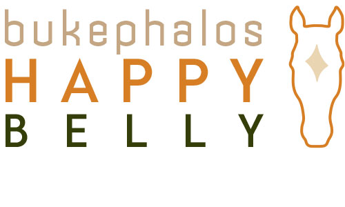 Logo des Produkts 'Happy Belly' von Bukephalos Minerals – Ergänzungsfuttermittel zur Unterstützung des Magen-Darm-Systems bei Pferden.