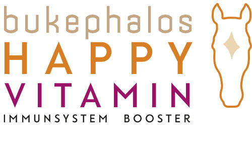 Logo des Produkts 'Happy Vitamin' von Bukephalos Minerals – Hochdosierter Vitamin-Komplex zur Unterstützung der Vitalität und des Immunsystems bei Pferden.