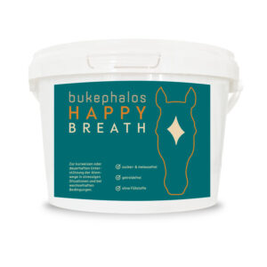 Kleiner Eimer des Produktes Bukephalos Minerals Happy Breath – Natürliche Unterstützung der Atemwege für Pferde.